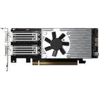 Computer graphics card with cooling fan on a white background