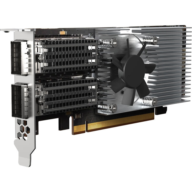Computer graphics card with cooling system on a white background