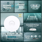 TP-Link Omada EAP620 HD AX1800 Wireless Ceiling Mount WiFi 6 Access Point - White
