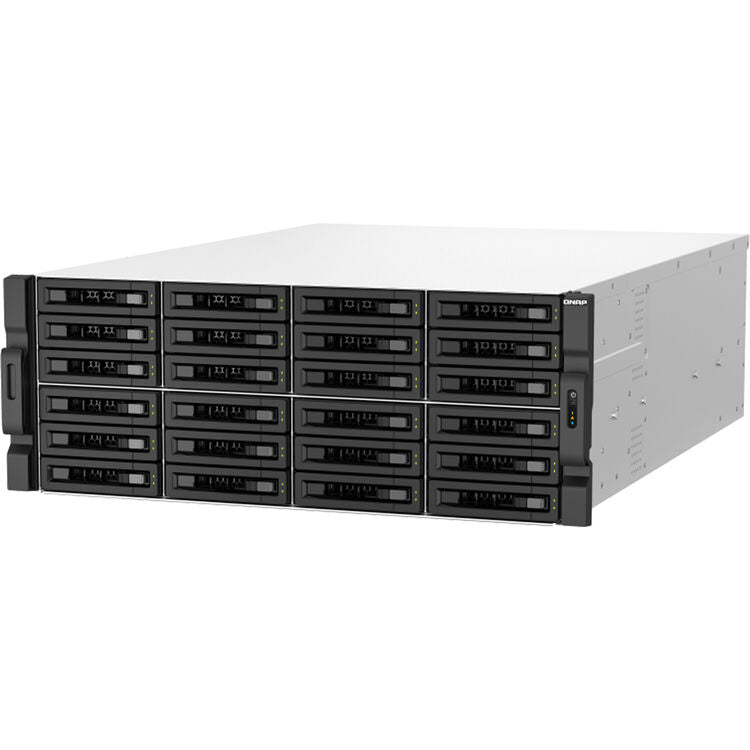 A large enterprise-grade server storage array with multiple black drive bays on the front and a silver metal chassis, shown on a plain white background.