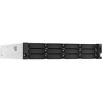 Server rack with multiple hard drive bays on a white background