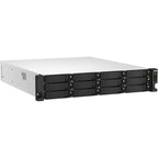 A silver and black enterprise server chassis with multiple front-facing drive bays, photographed on a clean white background.