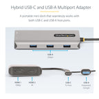 StarTech 167B-USBC-MULTIPORT Dual HDMI USB-C/A Multiport Adapter – 3-Year Warranty showing the compact adapter from a side