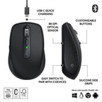 Logitech Master Series MX Anywhere 3S 8000 DPI Compact Wireless Mouse - Graphite