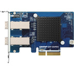 QNAP QXP-3X4PES 4-port 10Gb Ethernet PCIe expansion card on a solid white background.