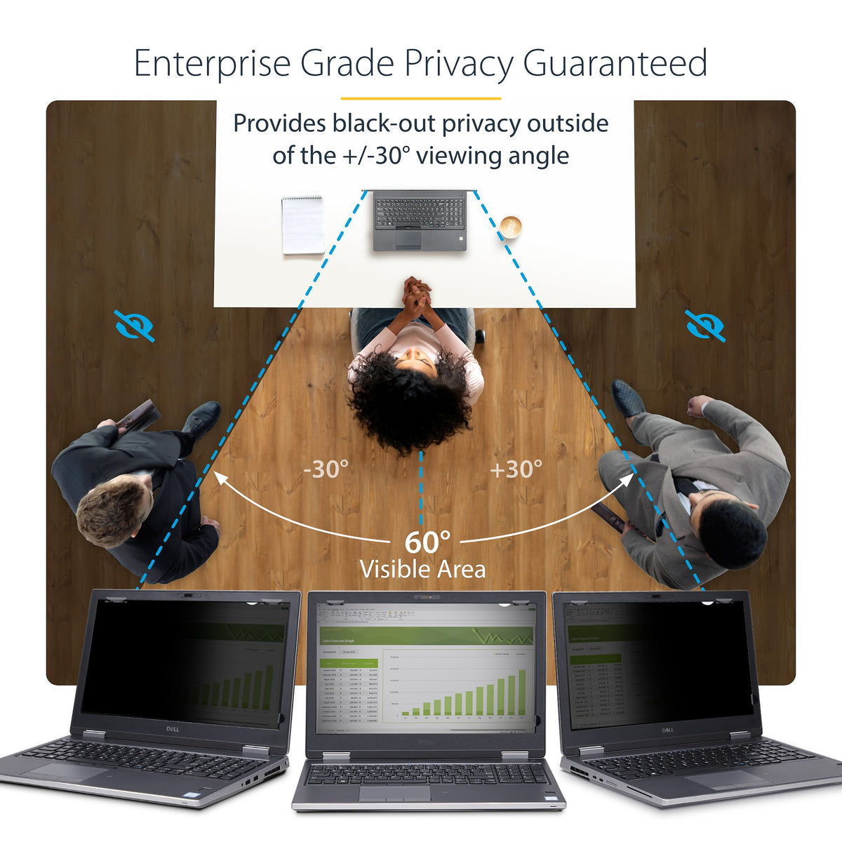StarTech 16LT6-PRIVACY-SCREEN 16-Inch 16:10 Flip-Up Touch Privacy Screen – 2-Year Warranty folded open on a laptop