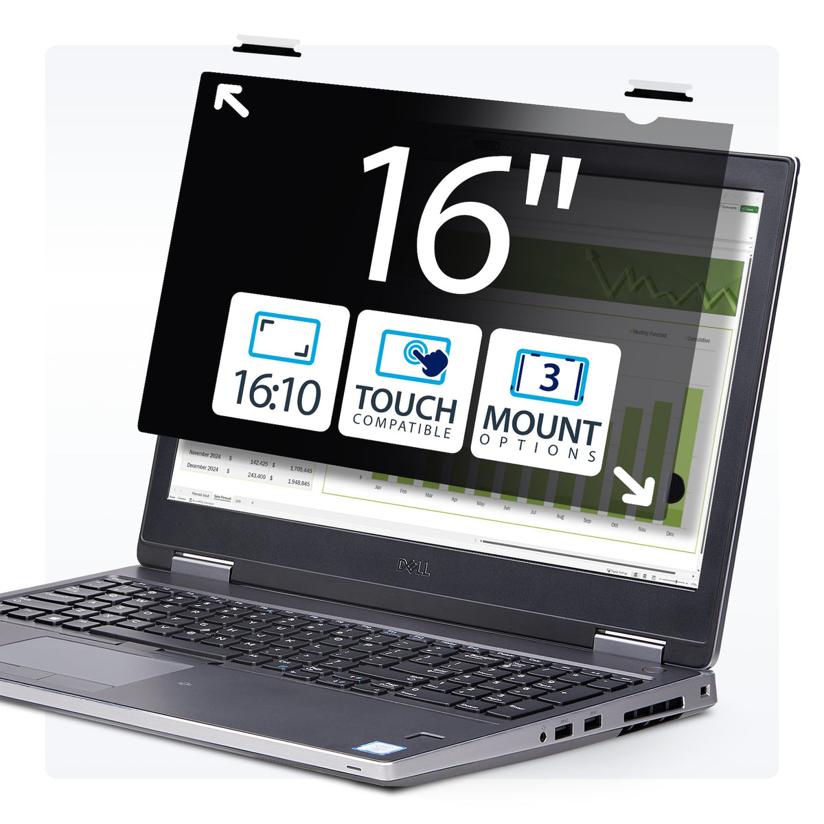 StarTech 16LT6-PRIVACY-SCREEN 16-Inch 16:10 Flip-Up Touch Privacy Screen main front view