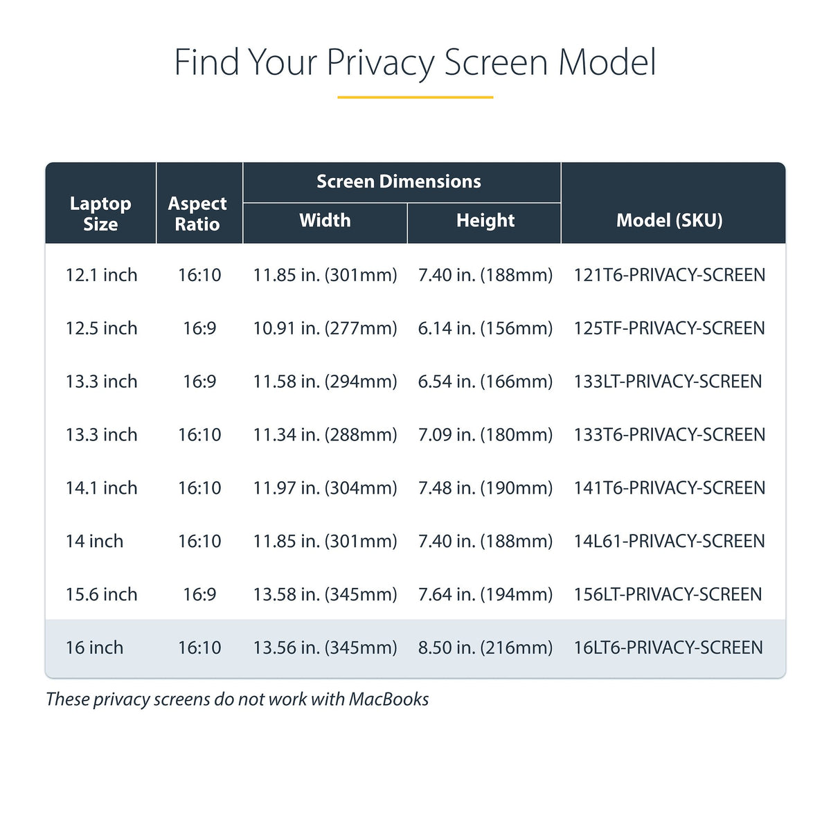 StarTech 16LT6-PRIVACY-SCREEN 16-Inch 16:10 Flip-Up Touch Privacy Screen showing the flip‑up panel against a neutral