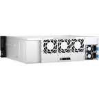Server rack with fans and connectivity ports on a white background