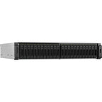 Server rack with multiple drive bays on a white background