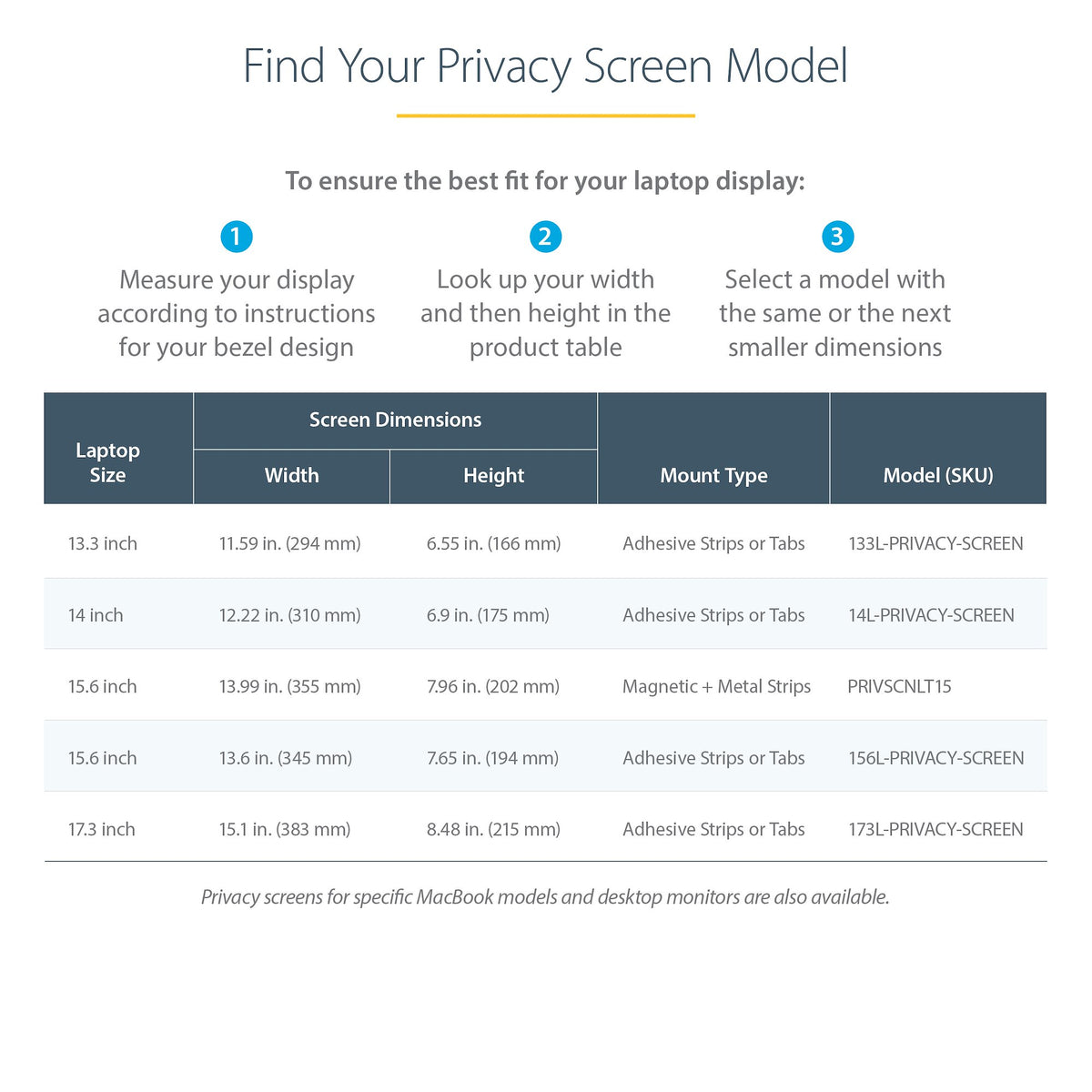 STARTECH ACCESSORY privacy screen edge guard detail on left side