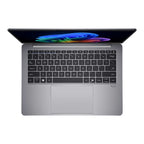 Laptop with colorful display on a white background