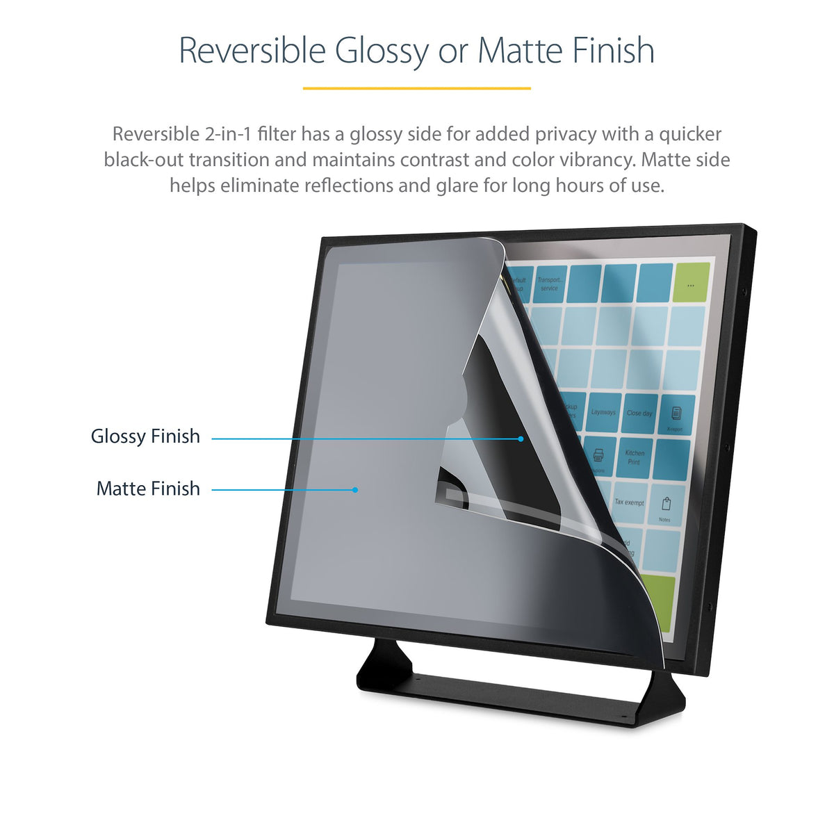 StarTech 1754-PRIVACY-SCREEN 17‑Inch 5:4 Monitor Privacy Filter shown installed on a 17‑inch monitor