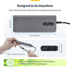 StarTech 177B-USBC-MULTIPORT USB-C HDMI Multiport Adapter with 140W PD – 3-Year Warranty showing black adapter