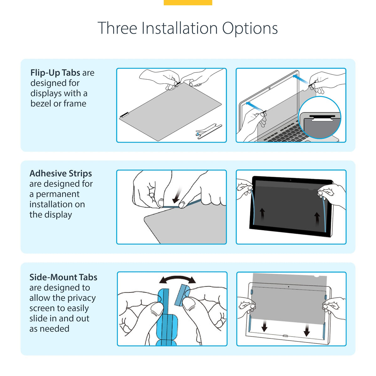 StarTech 17TF6-PRIVACY-SCREEN 17-Inch 16:10 Flip-Up Touch Privacy Screen showing the closed flip‑up panel