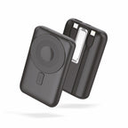 Pocket Link 10000mAh Power Bank with 15W Wireless Charging, Built-in Type-C & Lightning Cable, PD20W Fast Charging, Compact Pocket-Size Portable Charger - Black