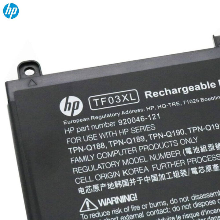 HP TF03XL Original OEM 41.9Whr 3000mAh 11.55V 3 Cell Laptop Battery