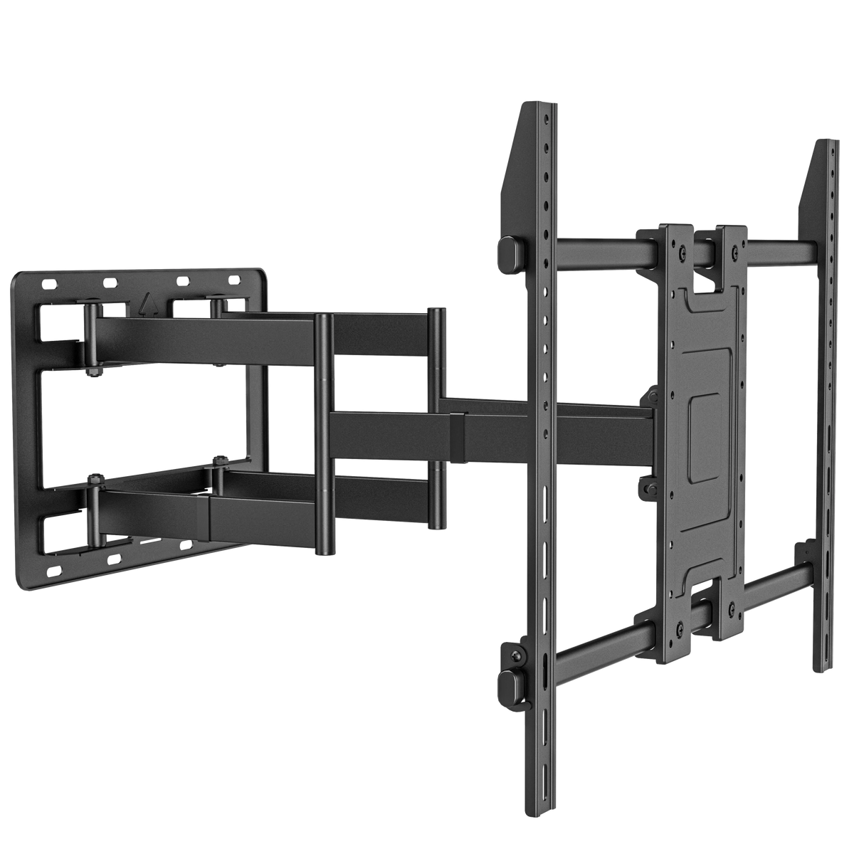 Pixel Mounts PXW-010S heavy‑duty full‑motion swivel TV wall mount shown mounted on a wall with a large TV