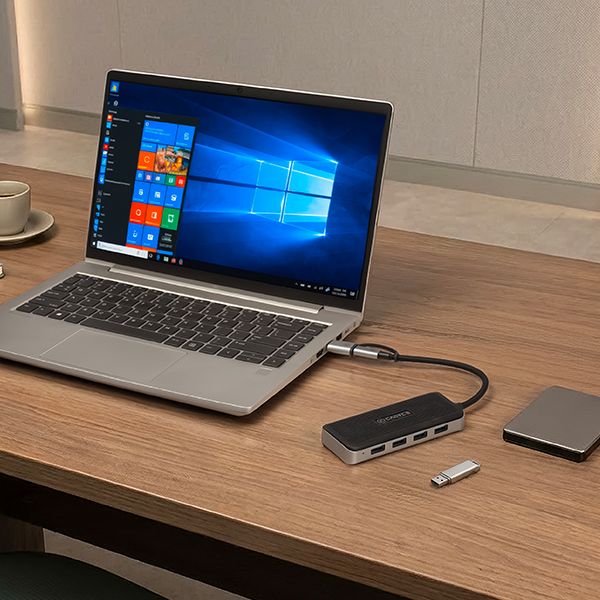 Cadyce CA-UC4H Plus USB‑C & USB 3.0 4‑Port Hub – sleek compact front view