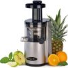 Omega VSJ843RSF Vertical Slow Masticating Juice Extractor 43 RPM Compact Design with Automatic Pulp Ejection, 150-Watt, Silver