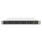A high-density server rack featuring multiple black 3.5-inch hard drive bays with LED status indicators, shown against a plain white background.