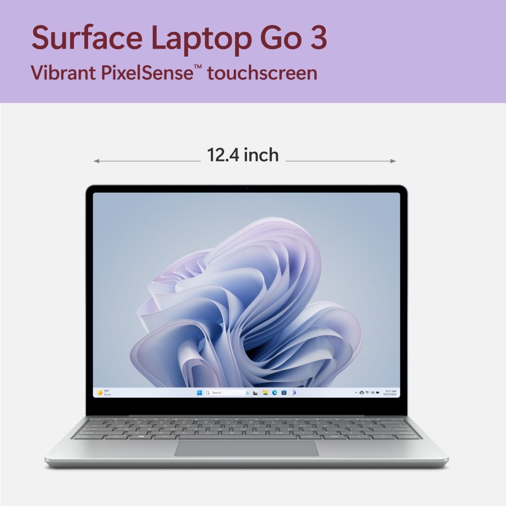 Microsoft Surface Laptop Go 3 (12th Gen Core i5/ 16 GB RAM/ 256 GB SSD/ 12.4 inch (31.49cm) Display/ Intel Iris Xe Graphics/ Win 11) XKQ-00046