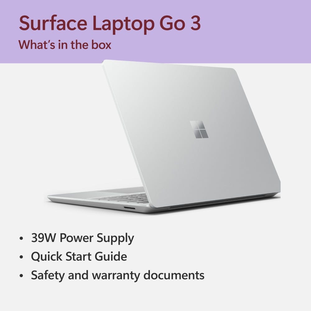 Microsoft Surface Laptop Go 3 (12th Gen Core i5/ 16 GB RAM/ 256 GB SSD/ 12.4 inch (31.49cm) Display/ Intel Iris Xe Graphics/ Win 11) XKQ-00046