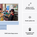 Apple iMac (Apple M4 Chip/ 10-core CPU/ 16GB RAM/ 256GB SSD/ 24-inch (60.96 cm) 4.5K Retina display / 10-core GPU/ macOS/ Blue)