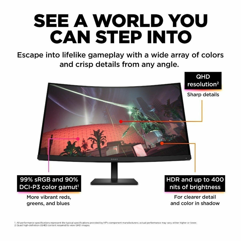 HP OMEN 32C 780K7AA 32" QHD 165Hz 1ms Curved Gaming Monitor