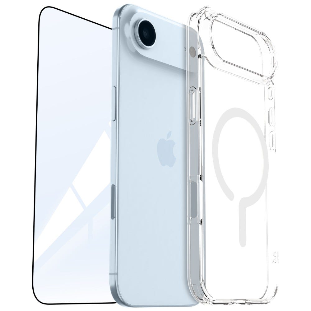 Vaku Luxos 2-in-1 Value Combo Pack Glassy MagPro Back Cover Case for iPhone Air + Dust Filter Tempered Glass Camera Screen Protector Scratch Resistant Magsafe Compatible