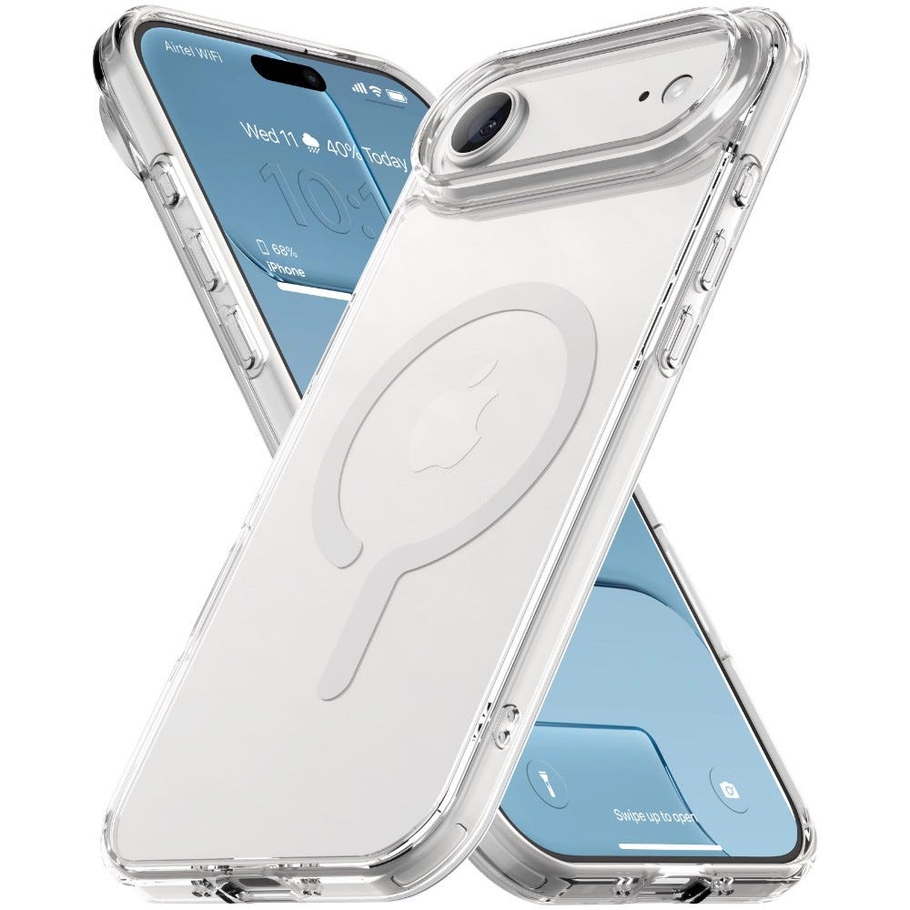 Vaku Luxos 2-in-1 Value Combo Pack Glassy MagPro Back Cover Case for iPhone Air + Dust Filter Tempered Glass Camera Screen Protector Scratch Resistant Magsafe Compatible