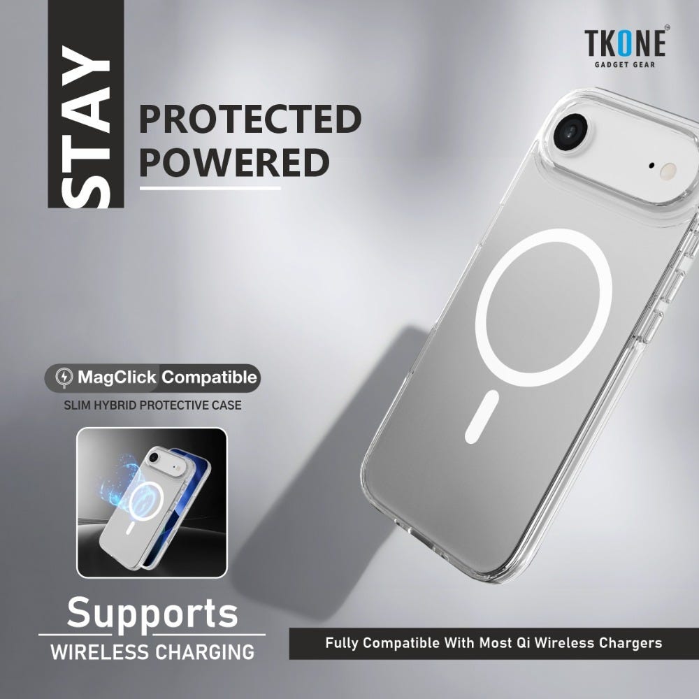 TKONE Apple iPhone Air Case and Tempered Glass Screen Protector 2-in-1 CRYSTAL SNAP Kit, Ultra Clear Slim Case + HD Glass, Transparent Protective Cover (Clear)