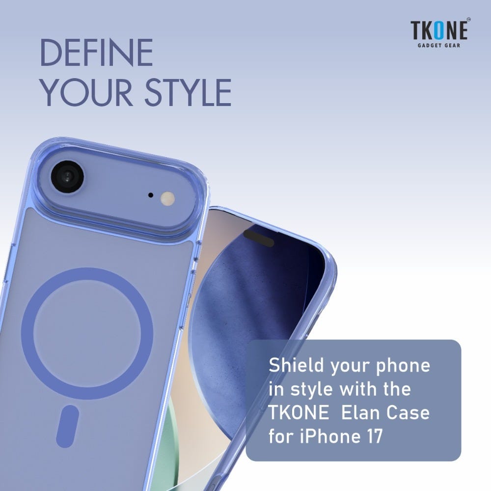 TKONE Elan Apple iPhone Air Case and Tempered Glass Combo 2-in-1 Transparent Shockproof Phone Case + HD Tempered Glass , Slim, Protective Cover (Blue)