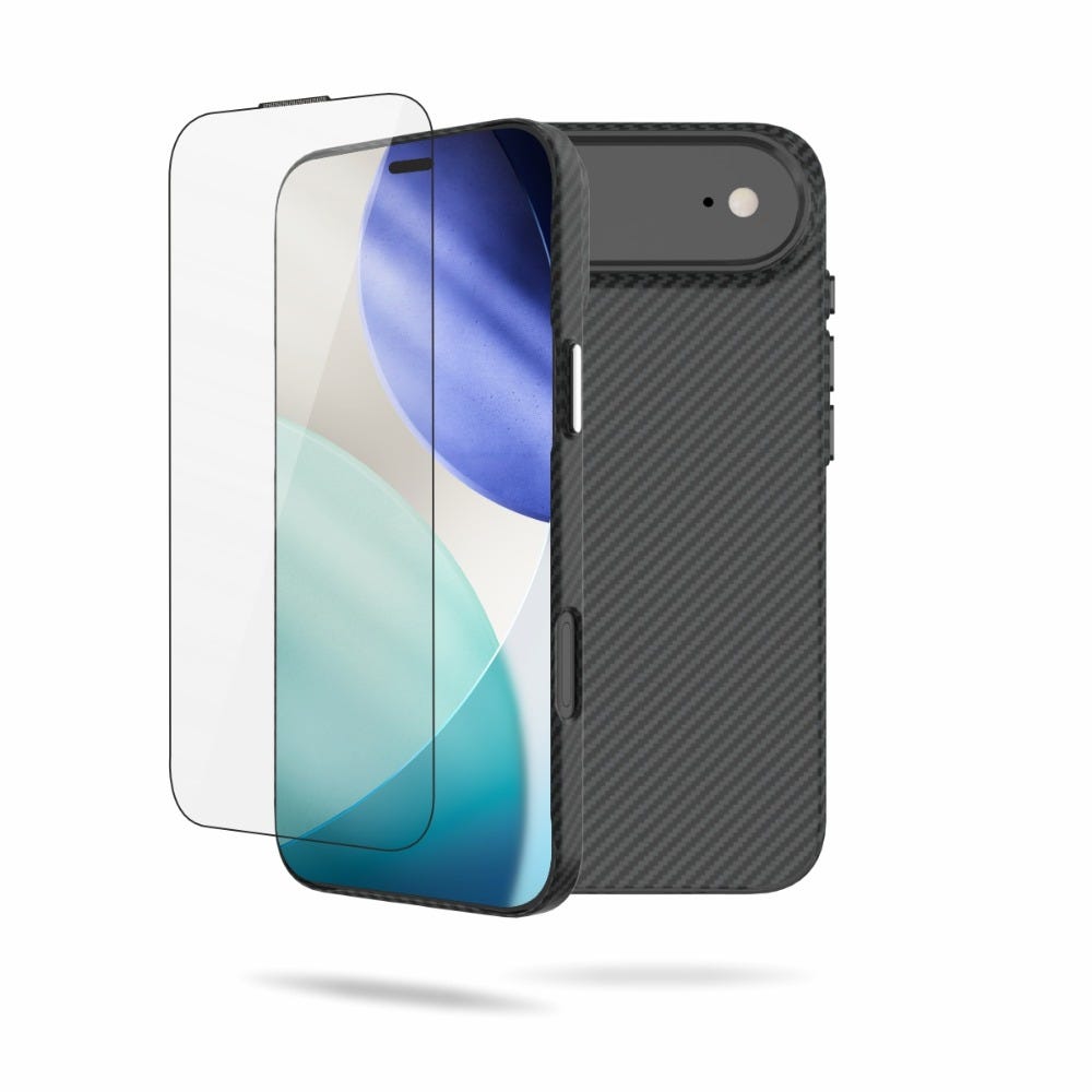 TKONE Cabo Apple iPhone Air - Slim Case with Tempered Glass - 2-in-1 Protection Kit (Black)