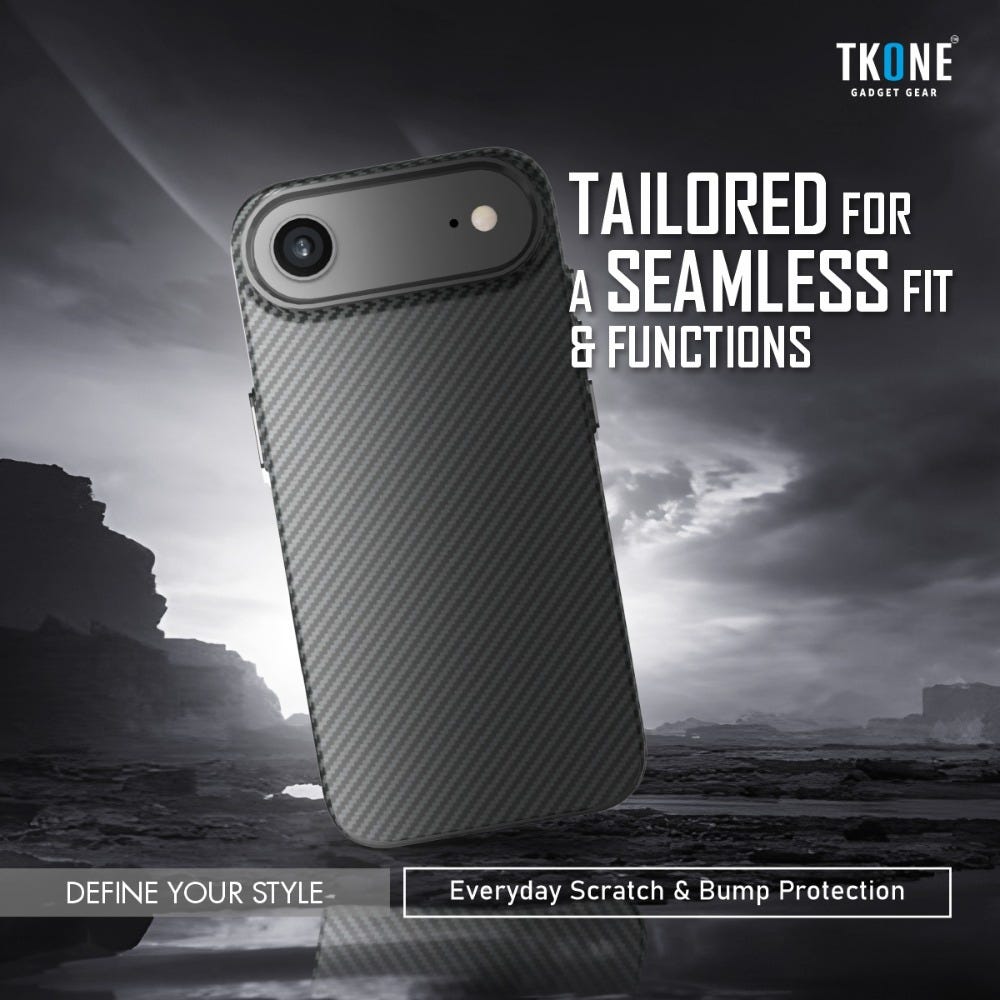 TKONE Cabo Apple iPhone Air - Slim Case with Tempered Glass - 2-in-1 Protection Kit (Black)