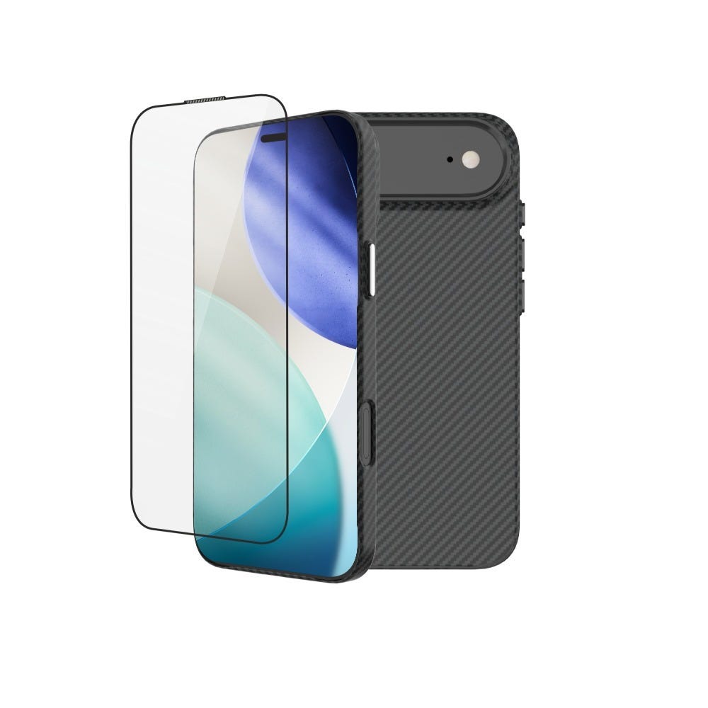 TKONE Cabo Apple iPhone Air - Slim Case with Tempered Glass - 2-in-1 Protection Kit (Black)