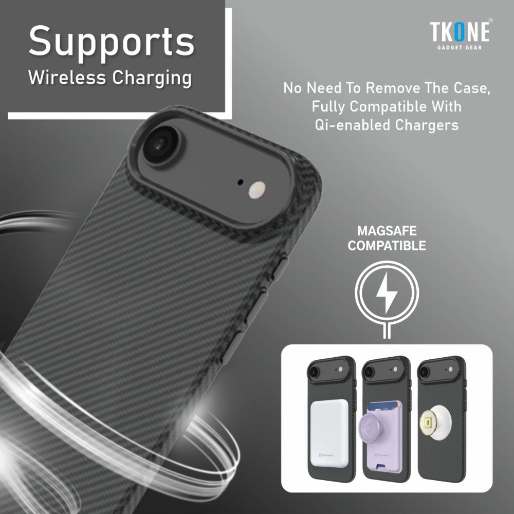 TKONE Cabo Apple iPhone Air - Slim Case with Tempered Glass - 2-in-1 Protection Kit (Black)