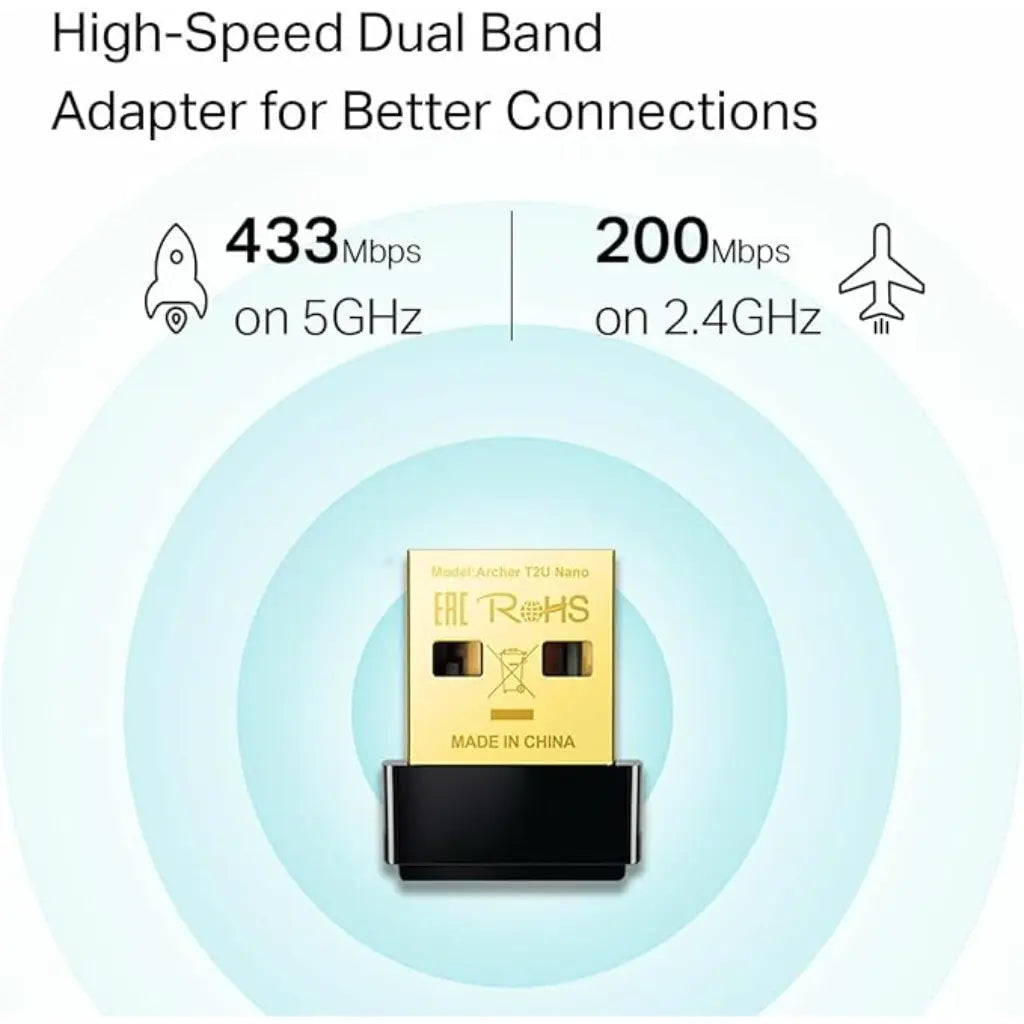 TP-Link Archer T2U Nano AC600 Nano Wireless Dual Band USB Wi-Fi Adapter