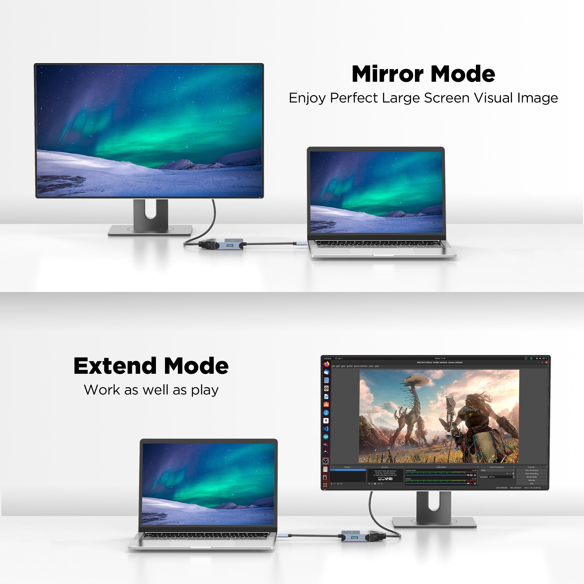 Black-i Type-C to DVI with 1 Port USB 3.0 (4K@30Hz)