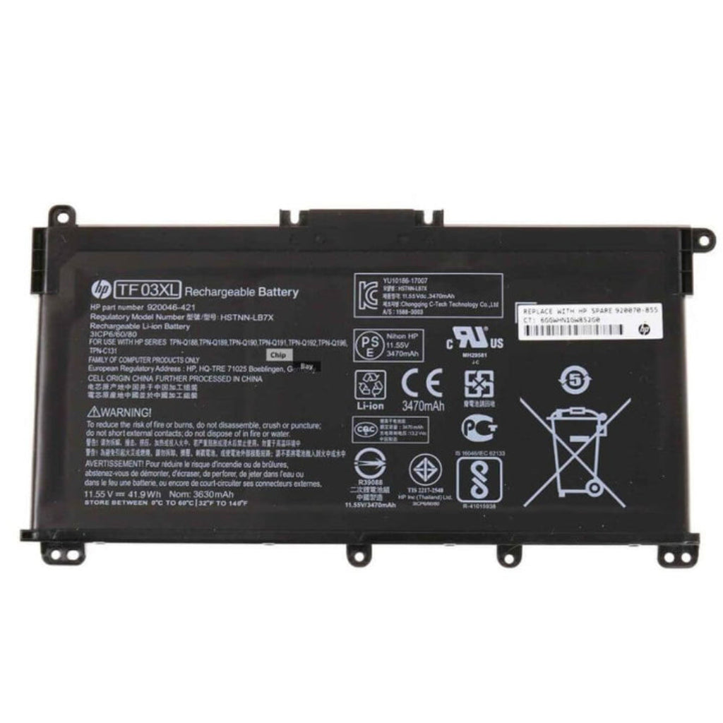 HP TF03XL Original OEM 41.9Whr 3000mAh 11.55V 3 Cell Laptop Battery