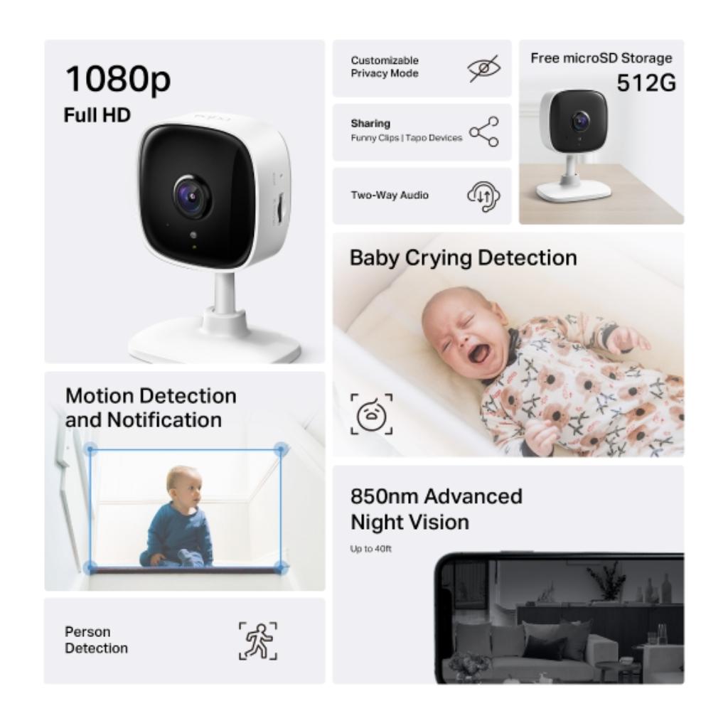TP-Link Tapo C100 Indoor Wi-Fi Security Camera 1080p Full HD Night Vision