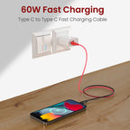 HUE X - Type C To Type C 60W 1M, Black+Red