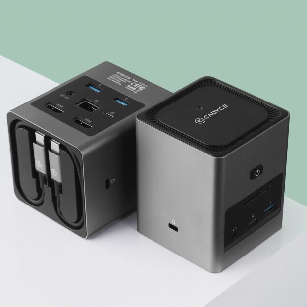 Cadyce CA-2HDQD USB‑C Dual HDMI Cube Docking Station branding label on device