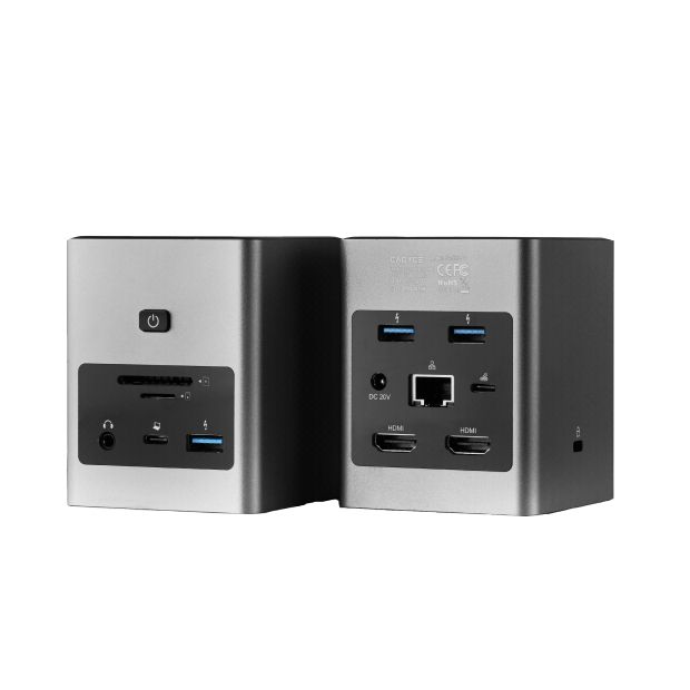 Cadyce CA-2HDQD USB‑C Dual HDMI Cube Docking Station front perspective