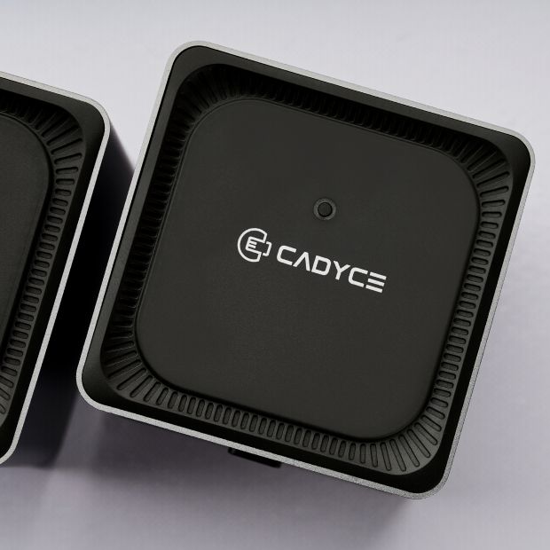 Cadyce CA-2HDQD USB‑C Dual HDMI Cube Docking Station packaged ready for shipping