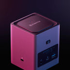 Cadyce CA-2HDQD USB‑C Dual HDMI Cube Docking Station rear panel with Ethernet and audio jack