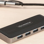 Cadyce CA-UC4H Plus USB‑C & USB 3.0 4‑Port Hub – side angle showing slim profile