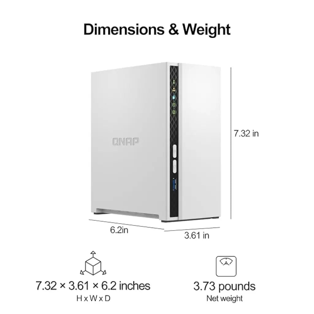 QNAP TS-233 Quad Core 2 Bay Desktop Network Attached Storage Enclosure - White
