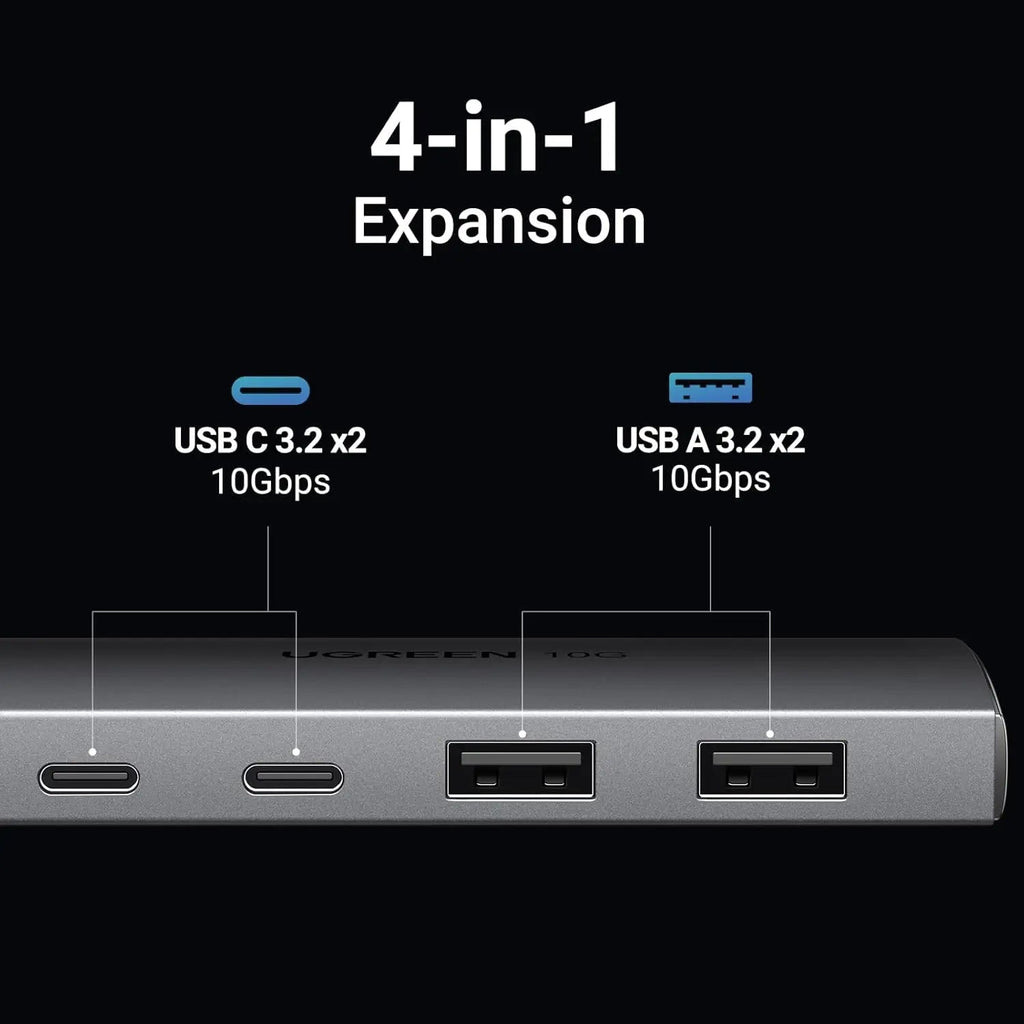 UGREEN USB C Hub 10Gbps 4 Port Aluminum USB 3.2 Splitter 2 USB-C 2 USB-A Data Ports Laptop MacBook PC Type-C Hub (30758)