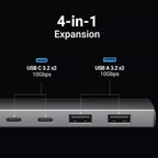 UGREEN USB C Hub 10Gbps 4 Port Aluminum USB 3.2 Splitter 2 USB-C 2 USB-A Data Ports Laptop MacBook PC Type-C Hub (30758)